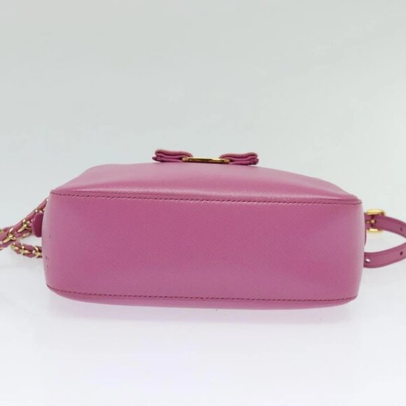 Salvatore Ferragamo Chain Shoulder Bag Safiano Leather Pink Gold - Picture 4 of 15